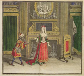 Dame in ihrem Schlafzimmer, veröffentlicht ca. 1688-90